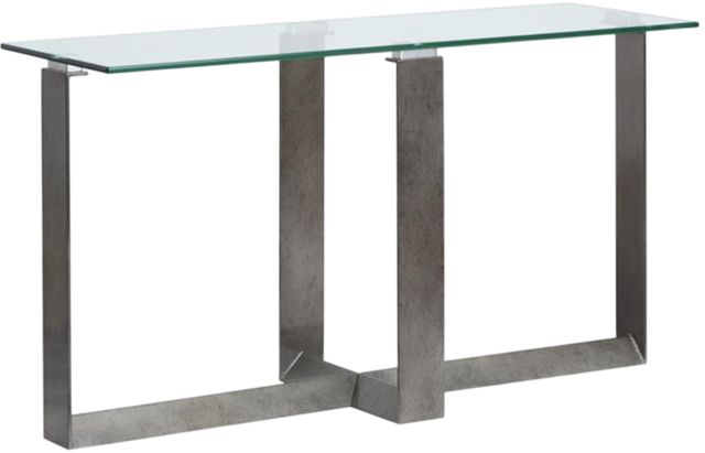 Magnussen Home® Holden Glass Top Rectangular Sofa Table with Aged Pewter Base-0