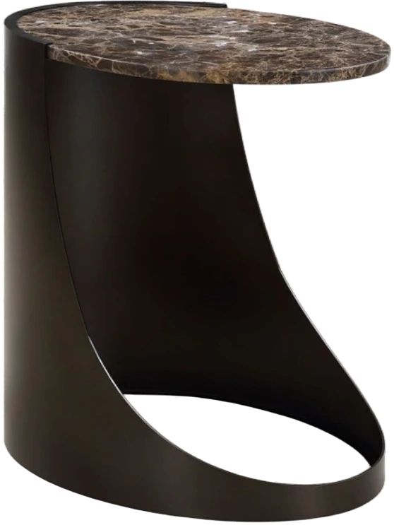 Uttermost® Welling Chocolate Brown Side Table with Black Base-0