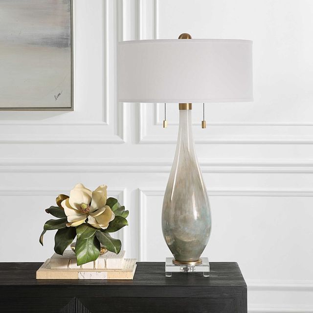 Uttermost® Cardoni Bronze/Gloss White Glass Table Lamp-2
