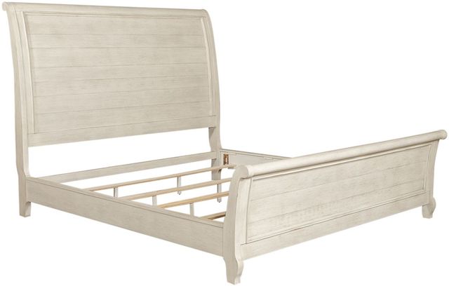 Liberty Furniture Farmhouse Reimagined 4-Piece Antique White/Chestnut King Sleigh Bedroom Set with Chest-2