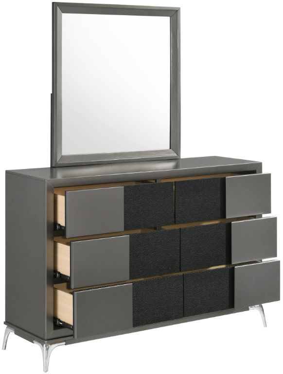New Classic® Home Furnishings Nocturne Slate Dresser and Mirror Set-3