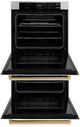 ZLINE Autograph Edition Professional 30" Stainless Steel Double Electric Wall Oven with White Matte Doors and Polished Gold Accents-2