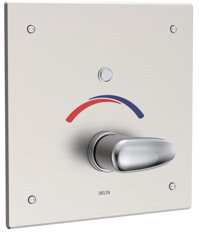 Delta Commercial Chrome Battery Electronic Shower Trim with Push Button Activator with Lever Handle-0