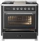 Ilve® Majestic III 36" Graphite Matte Pro Style Dual Fuel Liquid Propane Range with 6 Black Brass Burners and Chrome Trim-2