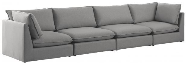 Meridian Furniture Mackenzie Grey 160" Linen Fabric Modular Sofa-0
