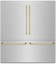 ZLINE Autograph Edition 72" 39.6 Cu. Ft. Satin Stainless Steel Built In French Door Refrigerator with Polished Gold Accents-0