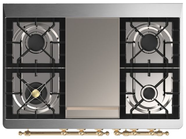 Ilve® Majestic III 40" Custom Pro Style Dual Fuel Liquid Propane Range with Triple Glass Door and Brass Trim-2