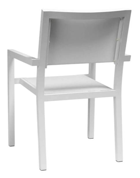 Sunset West Naples Satin White Fabric/Metal Outdoor Dining Chair-2