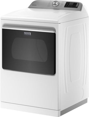 front right angled view of the Maytag® 7.4 Cu. Ft. White Front Load Electric Dryer