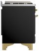 Ilve® Majestic III 36" Glossy Black Pro Style Dual Fuel Natural Gas Range with Triple Glass Door and Brass Trim-4