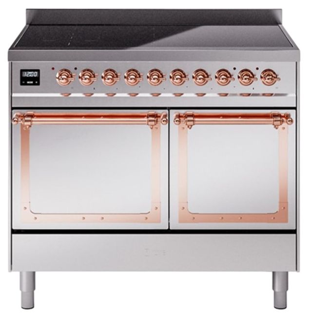 Ilve® Nostalgie II Noblesse 40'' Stainless Steel Pro Style Induction Range with Copper Trim-0