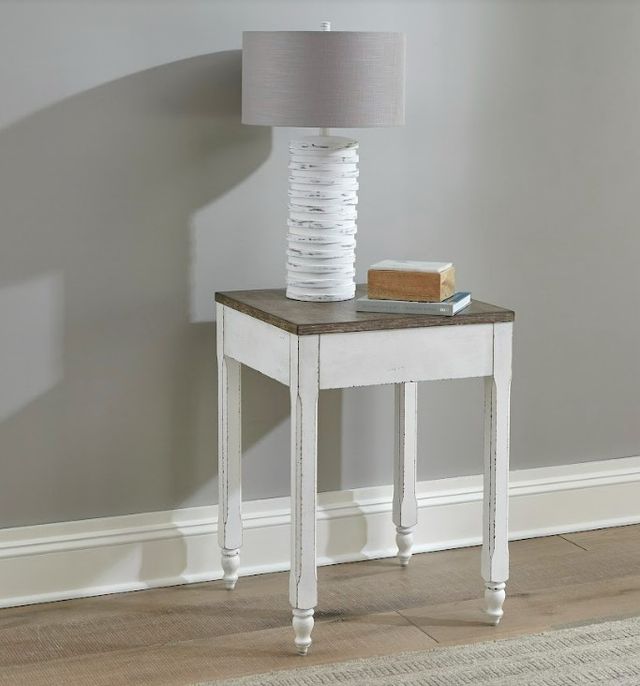 Liberty Furniture Magnolia Manor Antique White Corner Filler with Weathered Brown Top-0