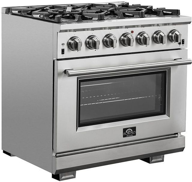 FORNO® Capriasca 36" Stainless Steel Pro Style Gas Range-2