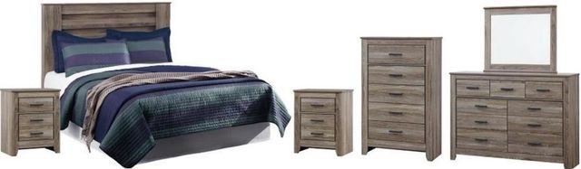 Signature Design by Ashley® Zelen 6-Piece Warm Gray Queen/Full Panel Headboard Bedroom Set-0