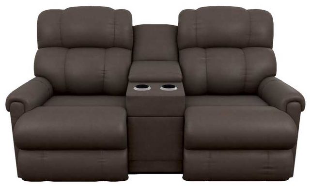La-Z-Boy® Pinnacle Umber Leather Power Wall Reclining Loveseat with Headrest and Console-1