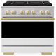 ZLINE Marino 36" Stainless Steel Pro Style Dual Fuel Range with White Matte Door and Polished Gold Accents-0
