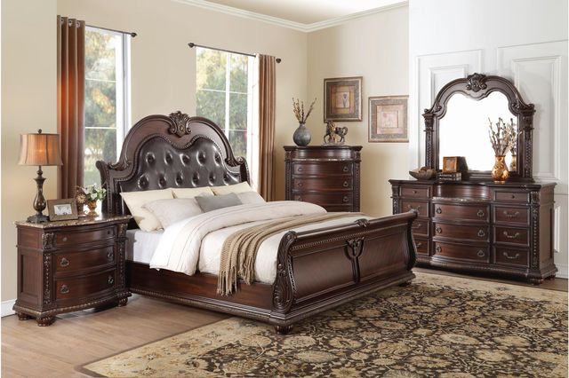 Homelegance® Cavalier Brown/Dark Cherry Eastern King Sleigh Bed-2
