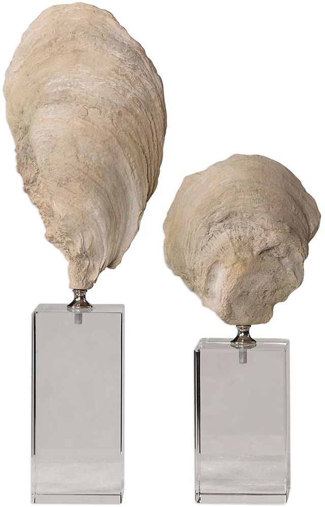 Uttermost® Oyster 2-Piece Aged Ivory Shell Sculpture Set-2