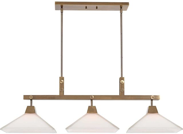 Uttermost® Brookdale Aged Brass Industrial 3-Light Linear Chandelier-0