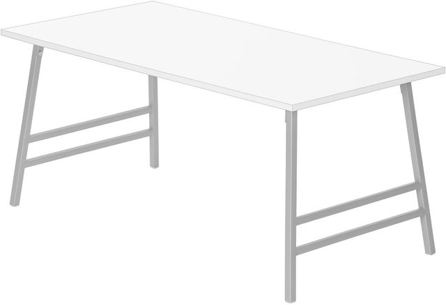 Monarch Specialties Inc. White 40"L Coffee Table with Metal A-Frame Legs-0