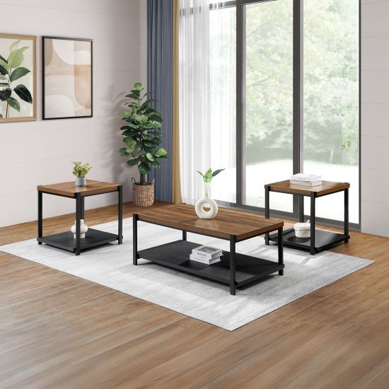 New Classic® Home Furnishings Linea 3-Piece Black/Brown Occasional Table Set-1