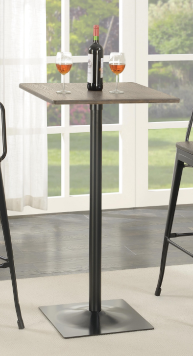 Coaster® Cavalier Dark Elm Square Bar Table with Matte Black Base-2