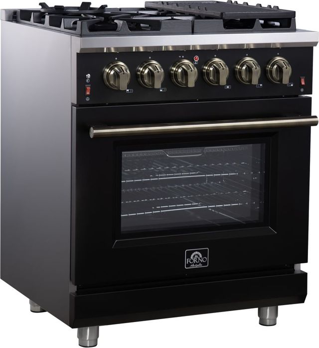 FORNO® Massimo Series Alta Qualita 30" Black Pro Style Gas Range-2
