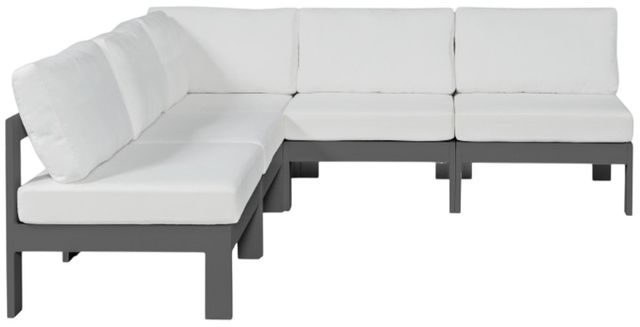 Meridian Furniture Nizuc 5-Piece Dark Gray/White Aluminum/Fabric Outdoor Patio Modular Sectional -1
