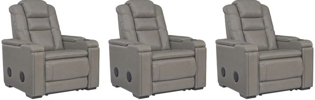 Signature Design by Ashley® Boerna 3-Piece Gray Home Power Recliner Theater Seating Set-0