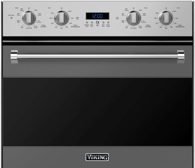 Viking® 3 Series 30" Damascus Grey Double Electric Wall Oven-2
