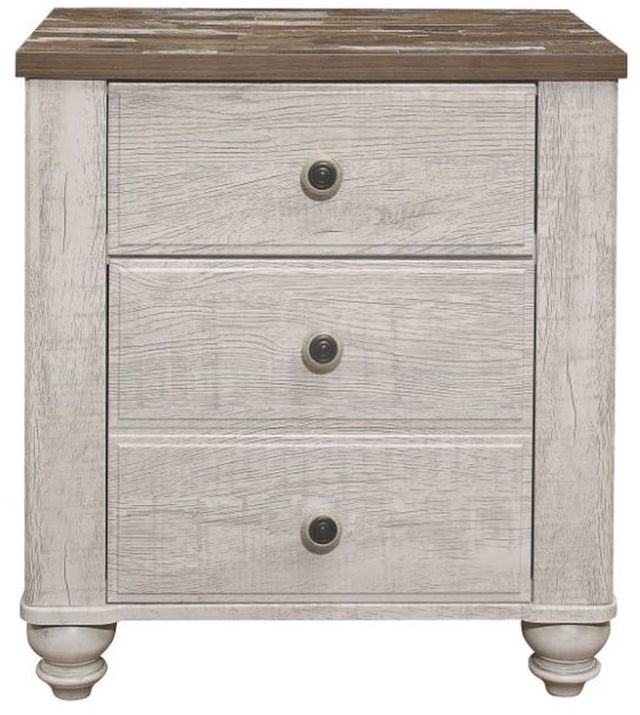 Mazin Furniture Nashville Antique White and Brown Nightstand-0