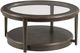 Hammary® Whitaker Glass Top Round Coffee Table with Black Denim Base-0