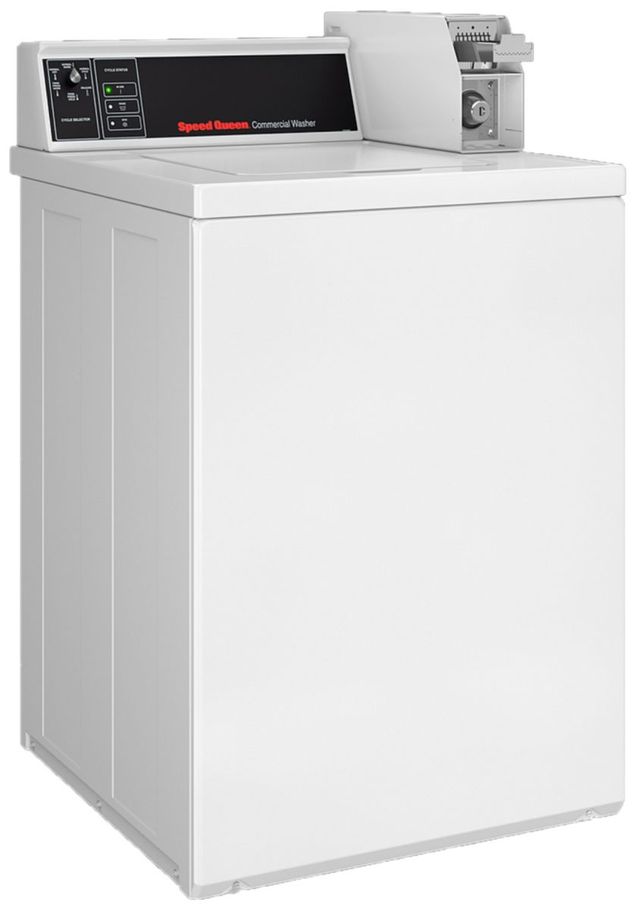 Speed Queen® Commercial 3.19 Cu. Ft. White Agitator Coin Slide Top Load Electric Washer-1
