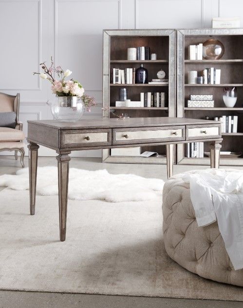 Hooker® Furniture Rustic Glam Medium Wood Leg Desk-3