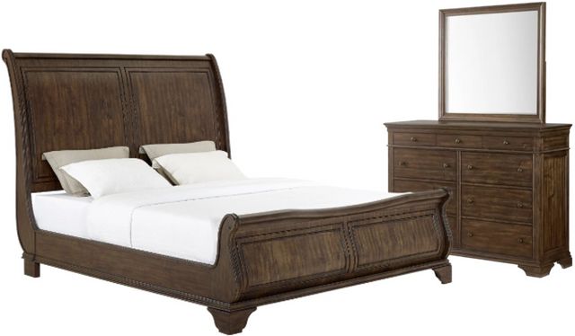 Big Sandy Richwood Wilmington 3-Piece Brown King Sleigh Bedroom Set