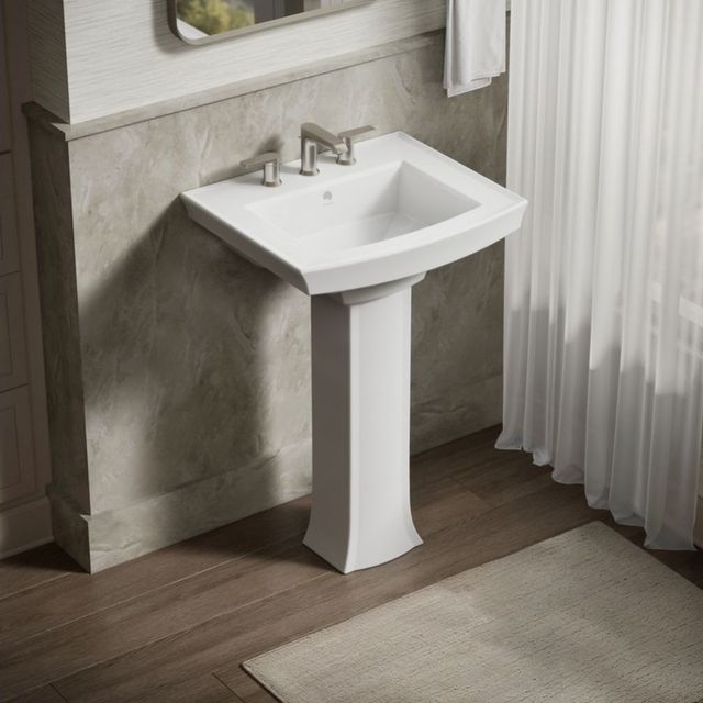 Kohler Archer® White 24" Widespread Rectangular Pedestal Bathroom Sink-2