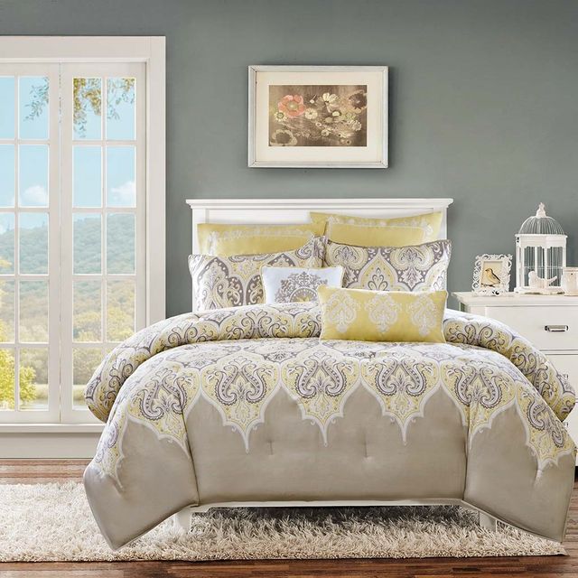Olliix by Madison Park Yellow Twin Nisha Comforter Set-1