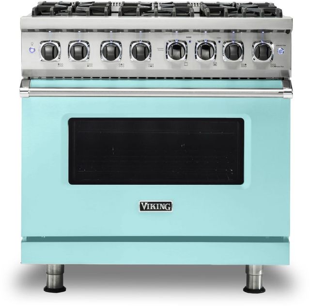 Viking® 5 Series 36" Bywater Blue Pro Style Dual Fuel Liquid Propane Range-0