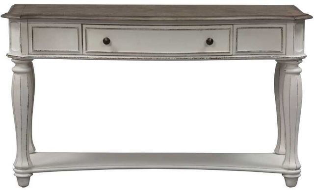 Liberty Furniture Magnolia Weathered Bark Sofa Table with  Antique White Base-2