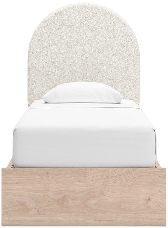 Signature Design by Ashley® Shapella Tan/White Youth Twin 4-Drawer Upholstered Storage Panel Bed-2