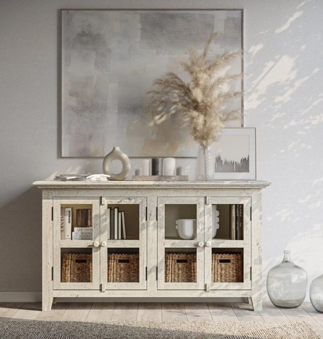Jofran Inc. Rustic Shores Scrimshaw Cream 6-Door Accent Cabinet-1