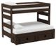 Elements International Cali Kids Brown Twin Over Full Bunk Bed with Trundle-0