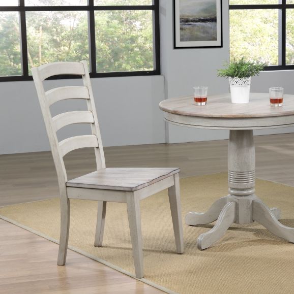 Winners Only® Ridgewood Gray/Oat Arched Ladder Back Dining Side Chair-2