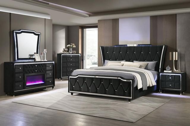 Coaster® Lorient 5-Piece Black California King Panel Bedroom Set-1
