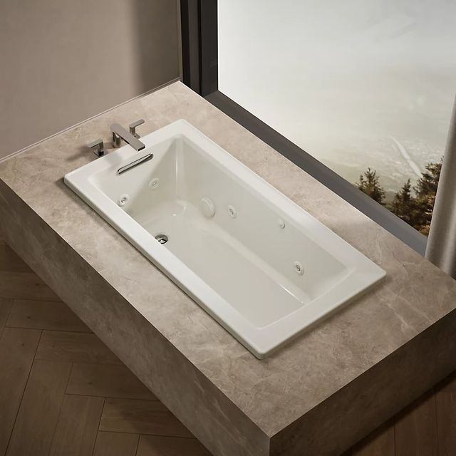 KOHLER® Archer® Biscuit 60" x 30" Drop-in Whirlpool Bath-1