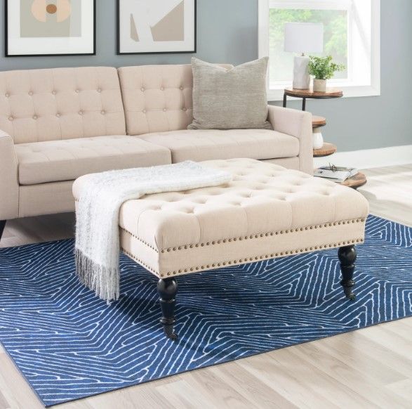 Linon Isabelle Natural Tufted Accent Ottoman-1