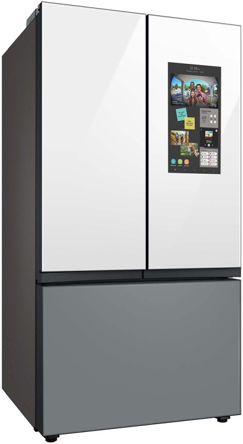 Samsung Bespoke 36 in. 30.0 Cu. Ft. Matte Gray/White Glass 3-Door French Door Refrigerator with Family Hub™-5