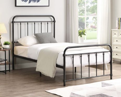 Milton Greens Stars Black Twin Metal Farmhouse Classic Platform Bed-1