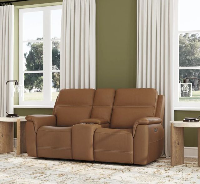 Flexsteel® Sawyer Harvest Leather Power Reclining Loveseat with Console, Power Headrests and Lumbar-1