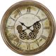 Monarch Specialties Inc. Antique Brown 23" Round Wall Clock with Roman Numerals on Beige/Brown Backg-0